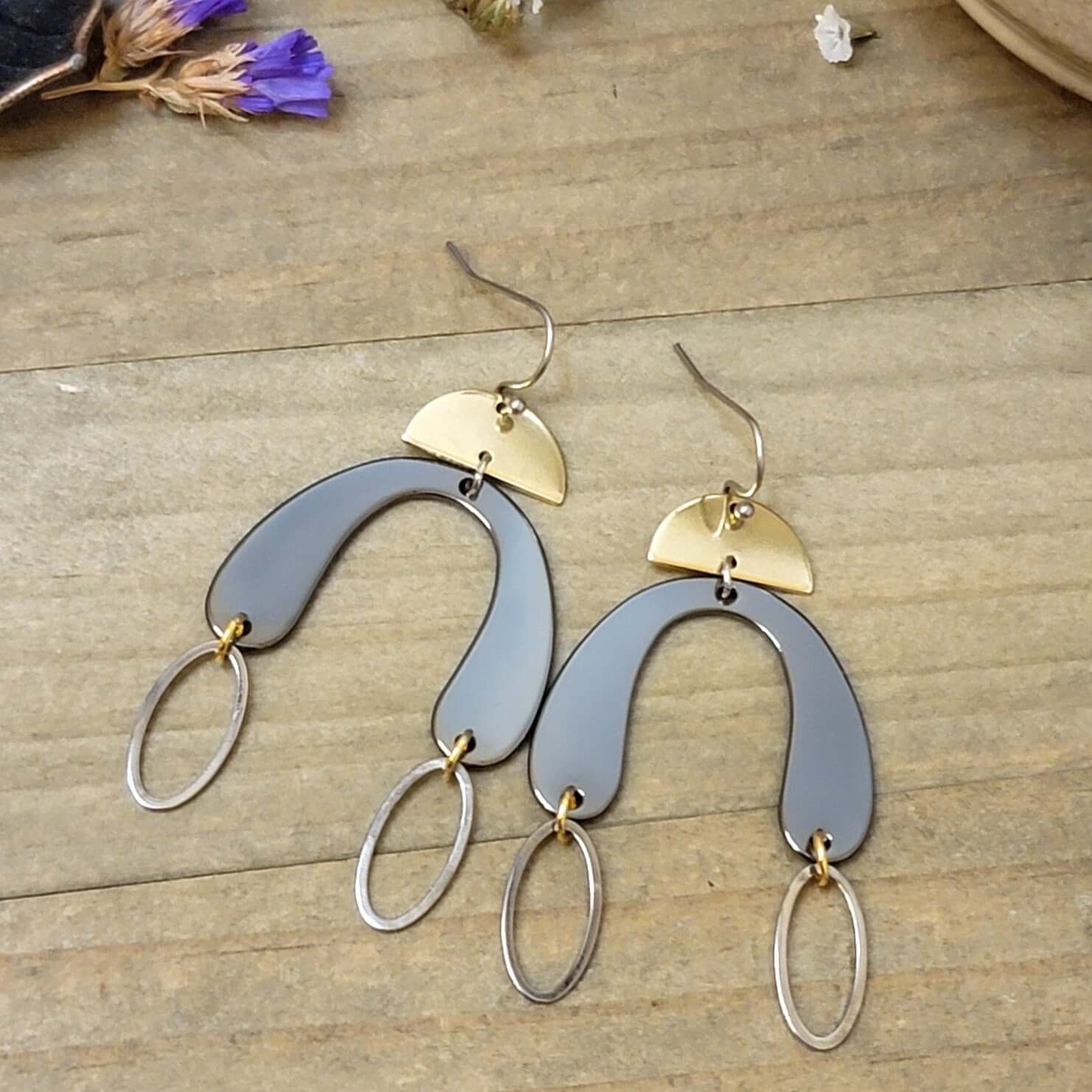 Mixed Metal Arch Earrings - Nicki Lynn Jewelry