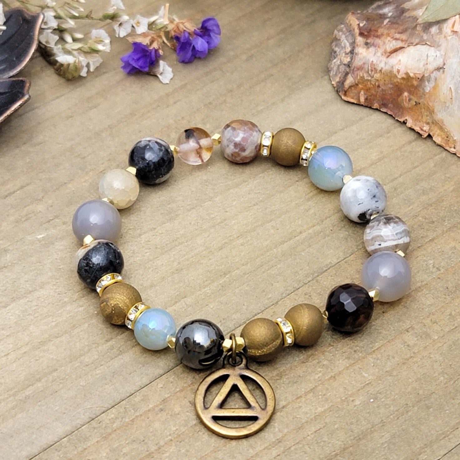 Sobriety Bracelet- AA Mixed Gemstone Bracelet - Nicki Lynn Jewelry
