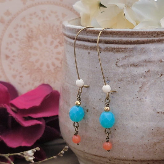 Long Czech Glass Bead Drop Earrings - Nicki Lynn Jewelry