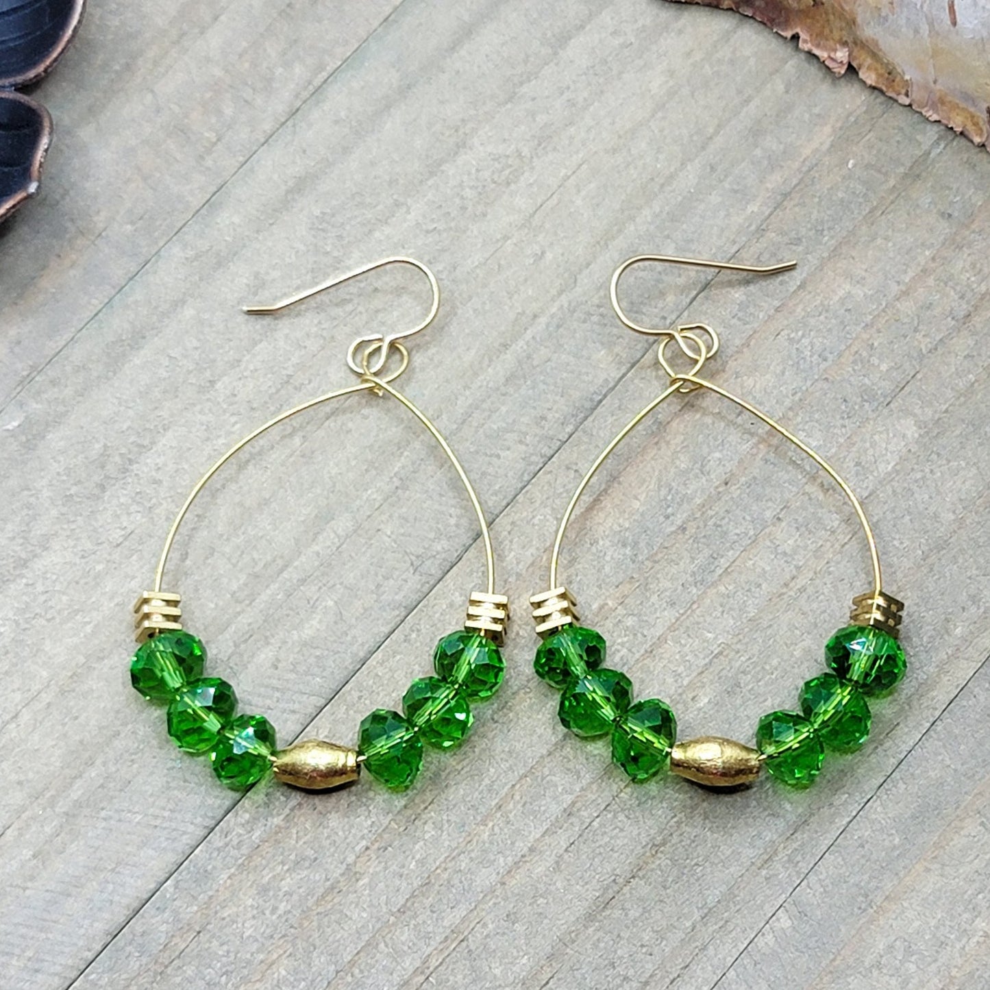 Green Teardrop Hoop Earrings - Nicki Lynn Jewelry