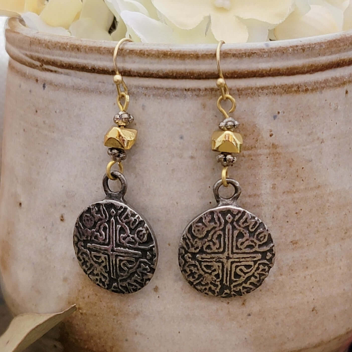 Mixed Metal Cross Earrings - Nicki Lynn Jewelry