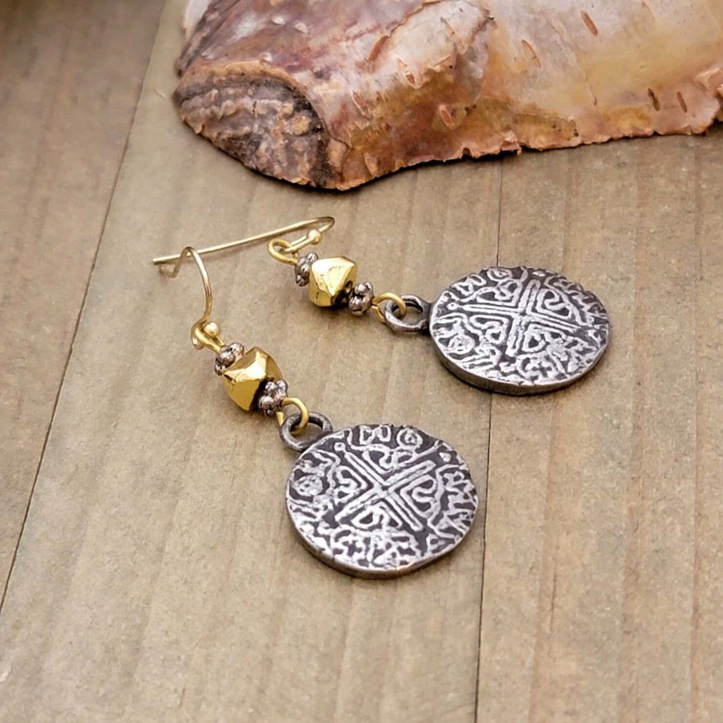 Mixed Metal Cross Earrings - Nicki Lynn Jewelry