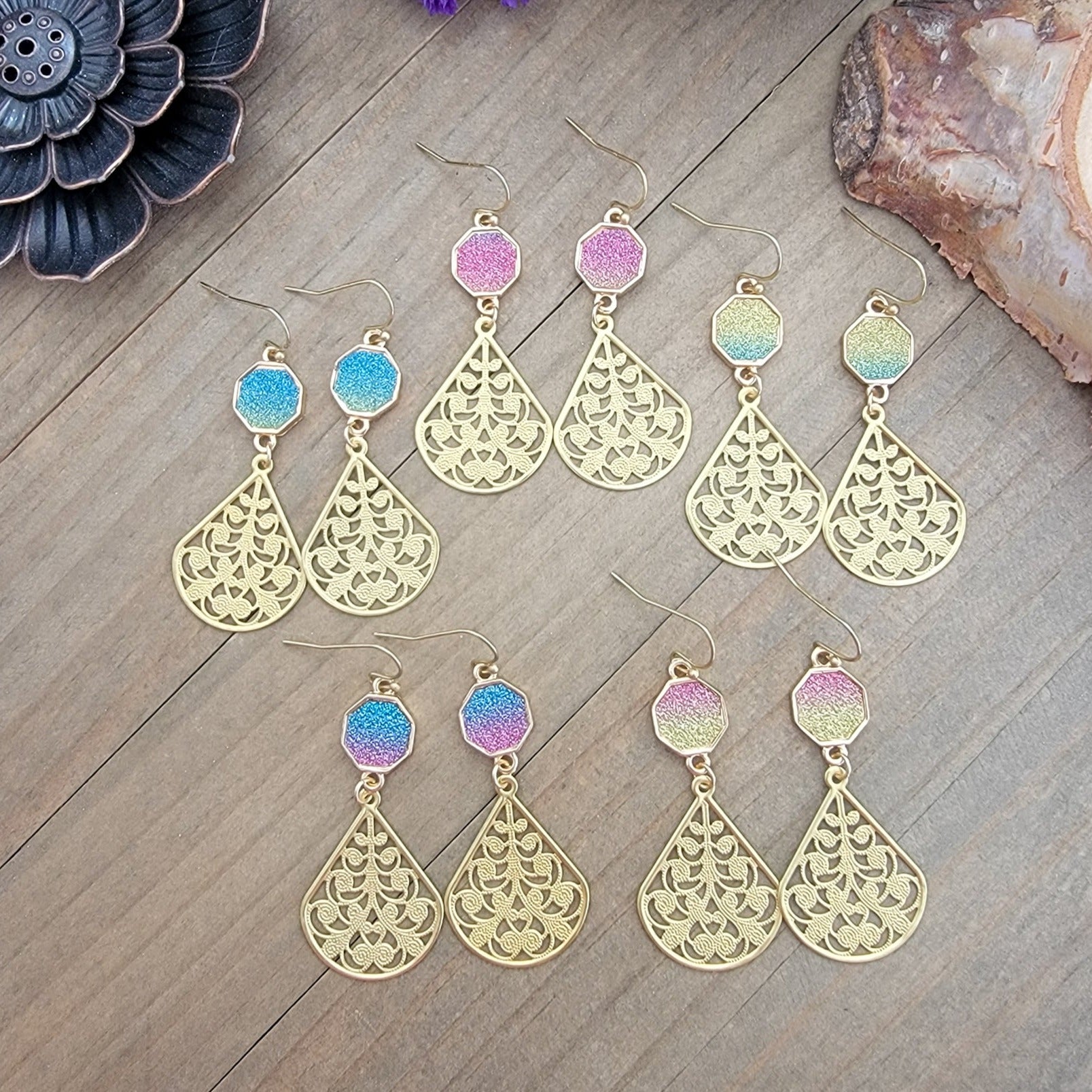 Sparkle Filigree Teardrop Earrings - Nicki Lynn Jewelry