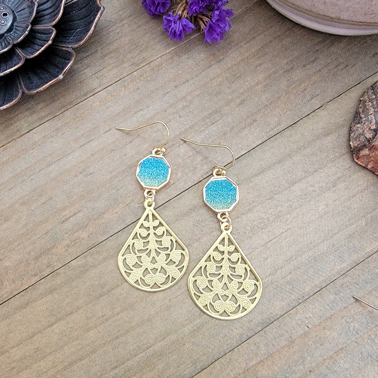 Sparkle Filigree Teardrop Earrings - Nicki Lynn Jewelry
