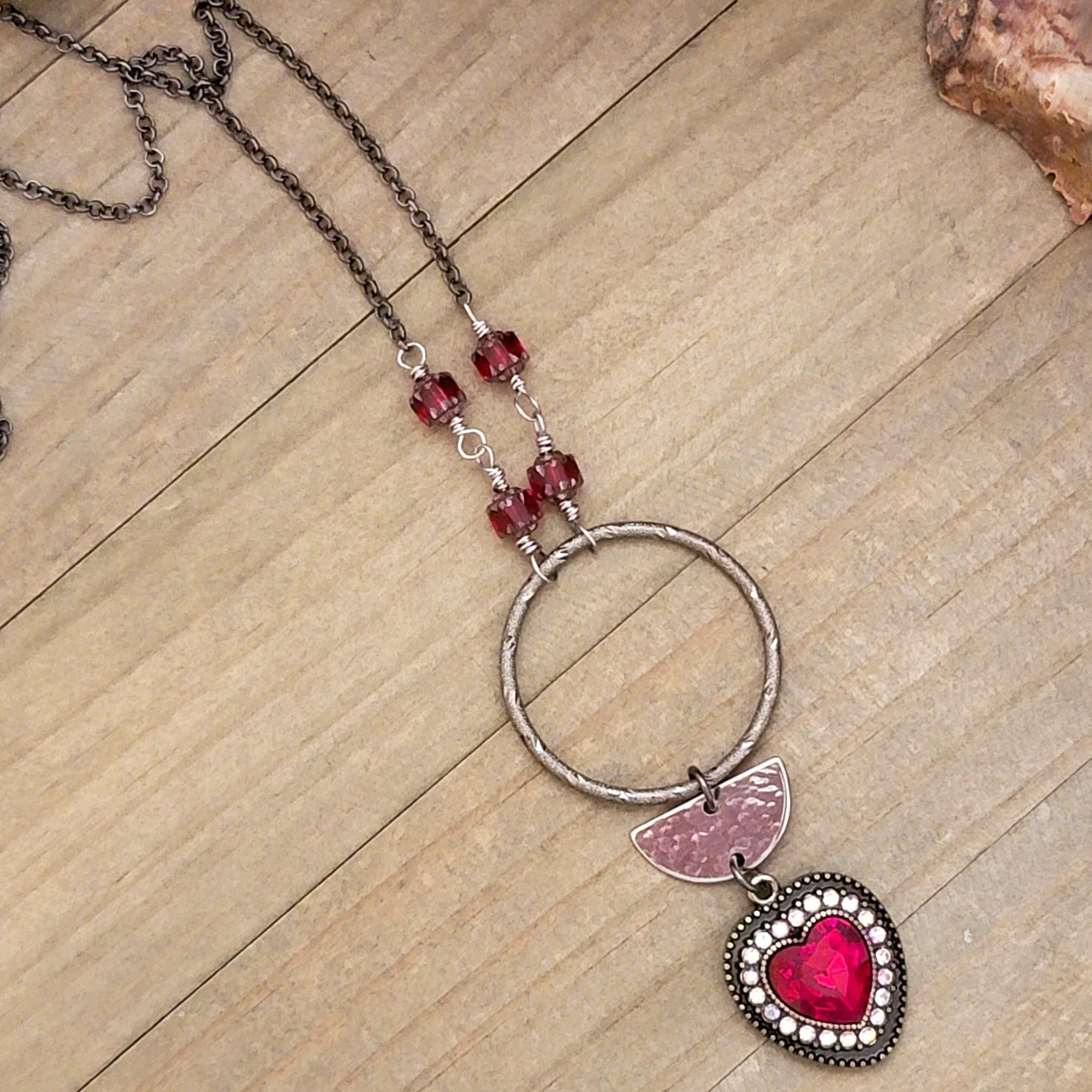 Red Crystal Heart Necklace, Nicki Lynn Jewelry 