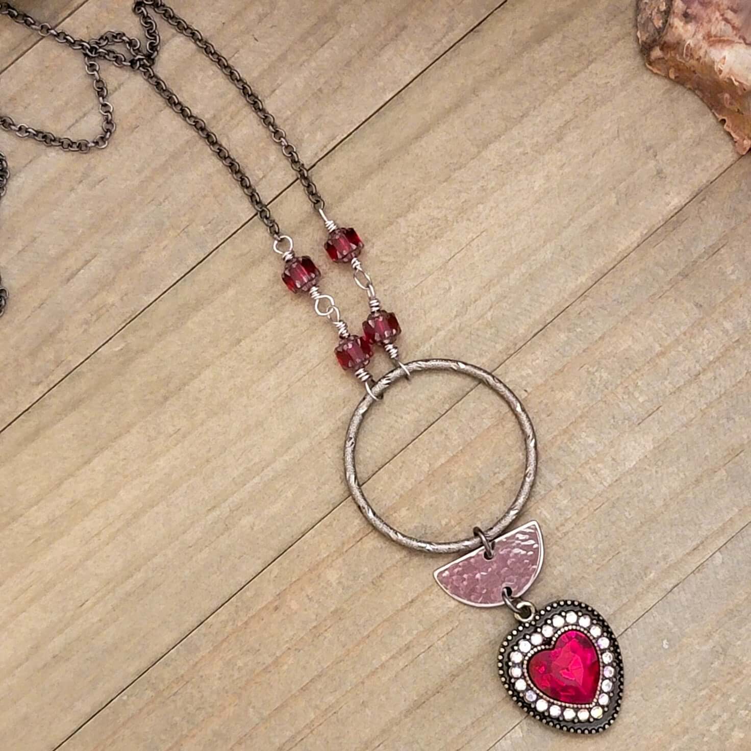 Red Crystal Heart Necklace, Nicki Lynn Jewelry 