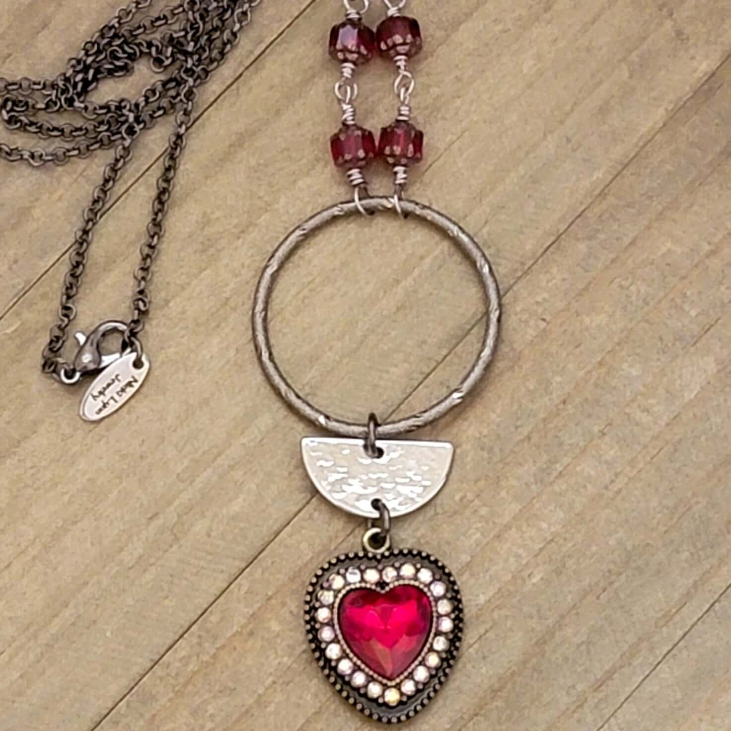 Red Crystal Heart Necklace, Nicki Lynn Jewelry 