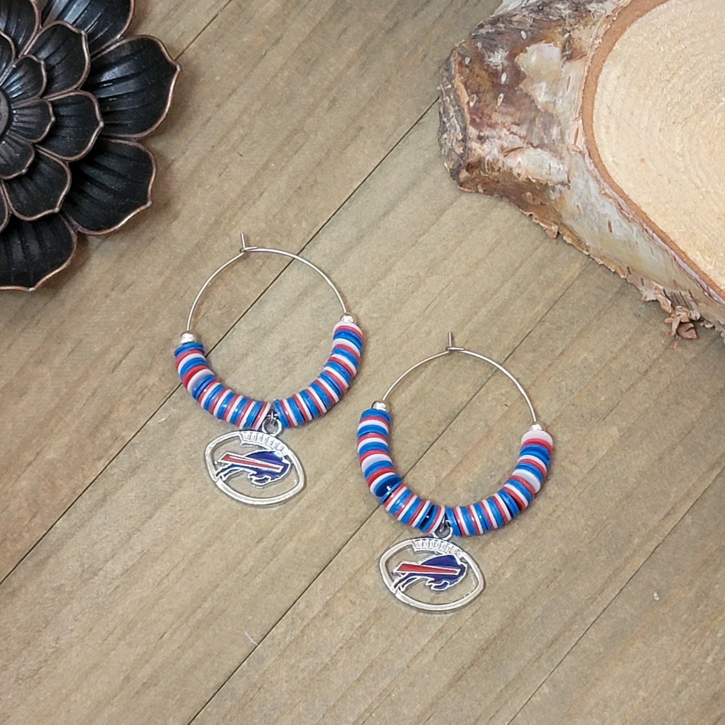 Buffalo Bills Hoop Earrings, Nicki Lynn Jewelry 