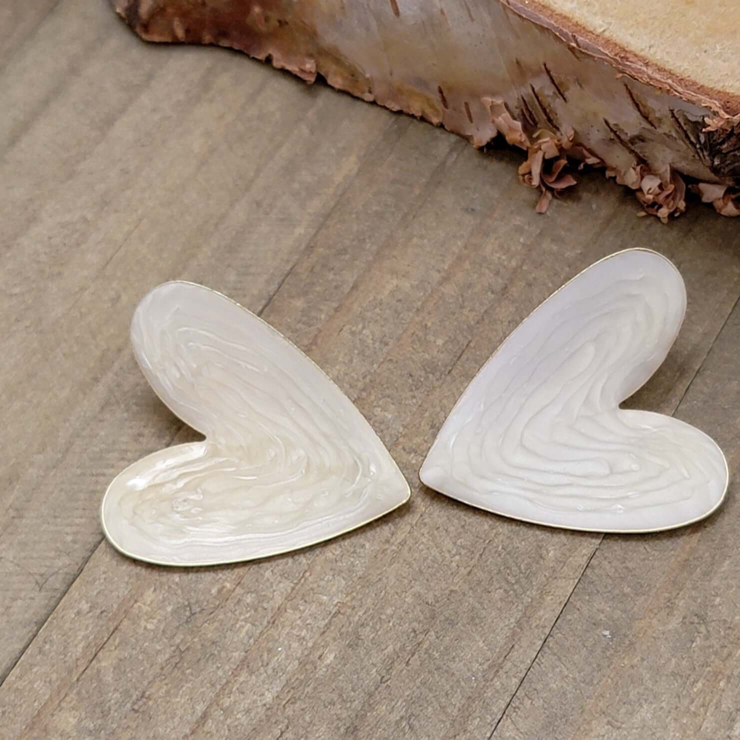 Large Enamel Heart Post Earrings, Nicki Lynn Jewelry 