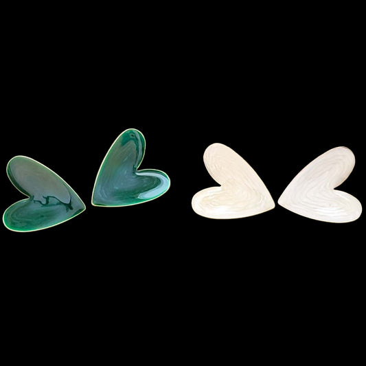 Large Enamel Heart Post Earrings, Nicki Lynn Jewelry 