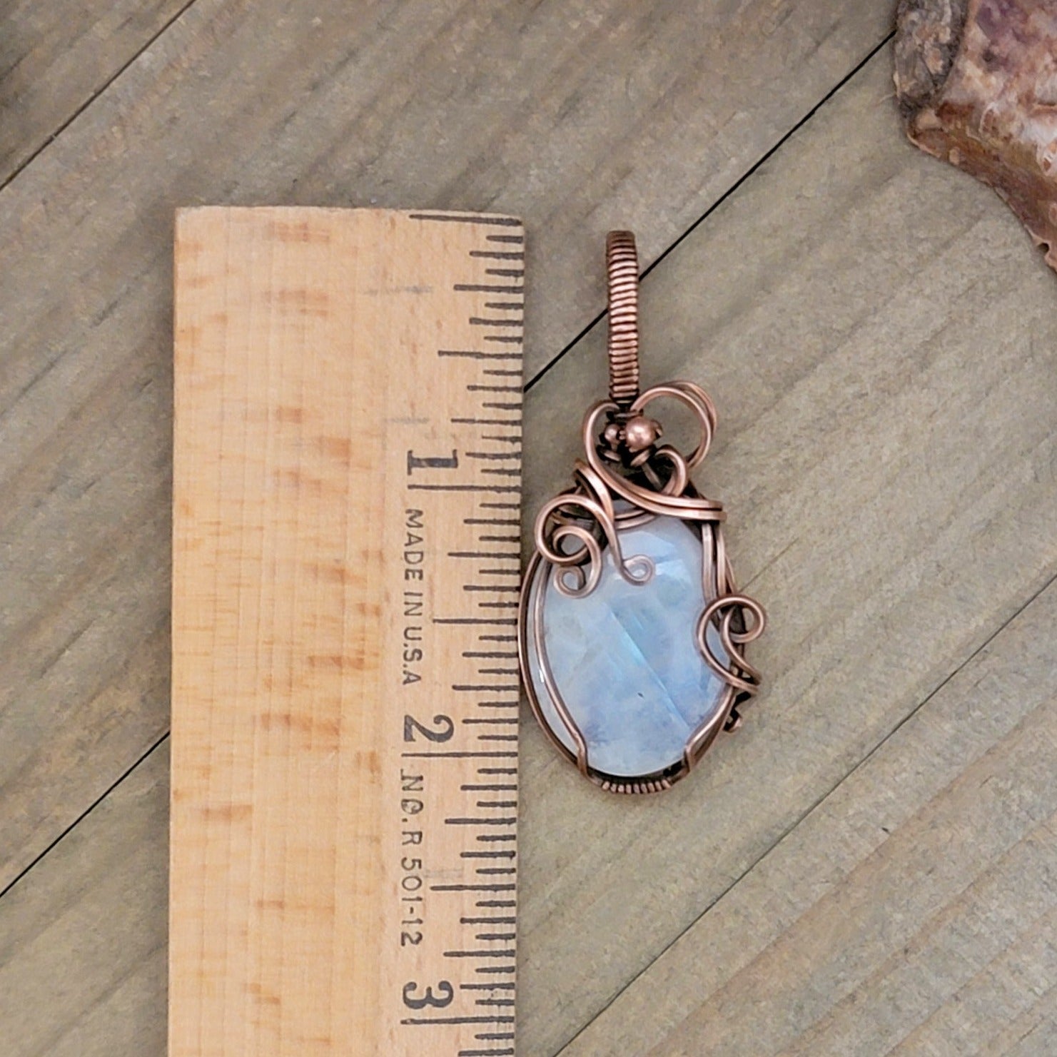 Copper Wire Wrapped Moonstone Pendant, Nicki Lynn Jewelry 