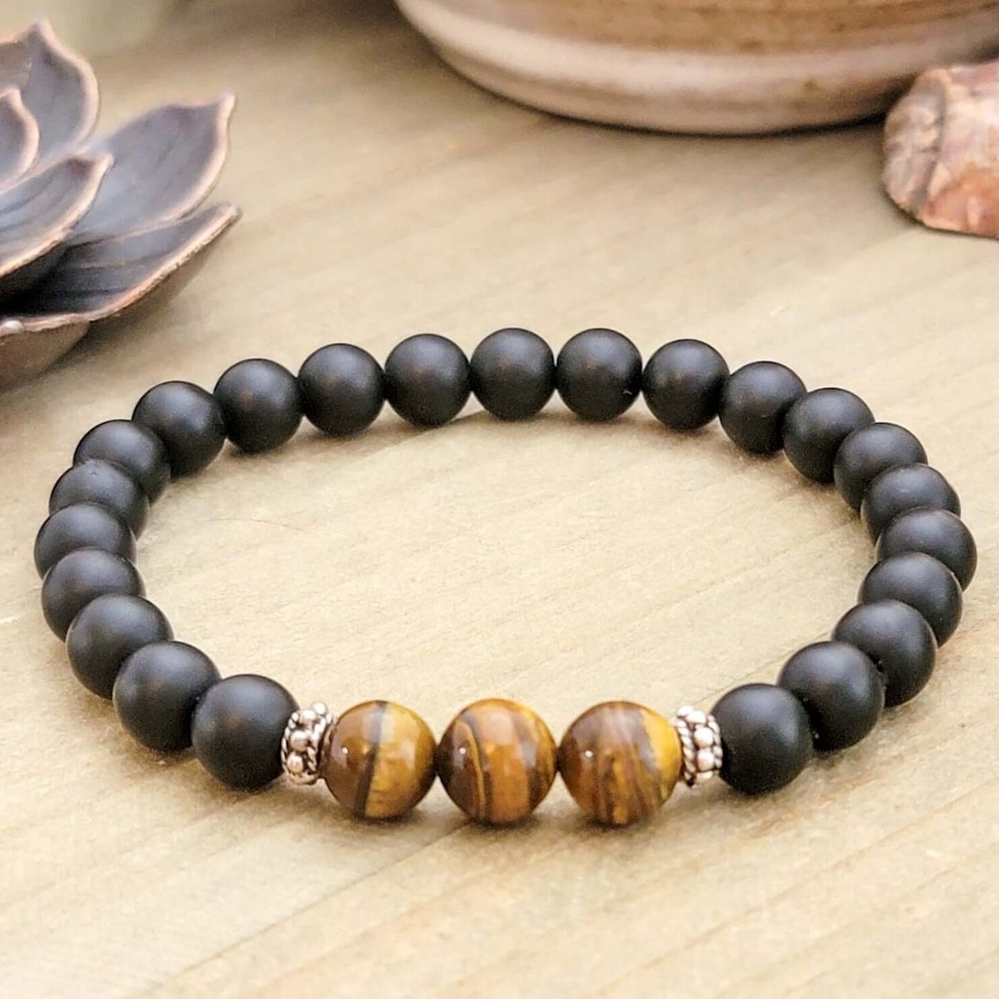 Mens Tiger Eye Beaded Bracelet, Nicki Lynn Jewelry 