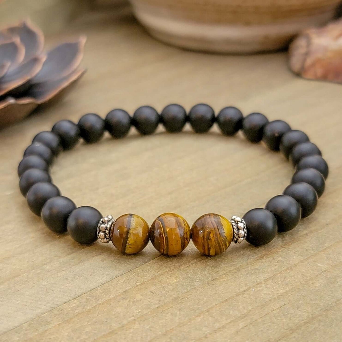 Mens Tiger Eye Beaded Bracelet, Nicki Lynn Jewelry 