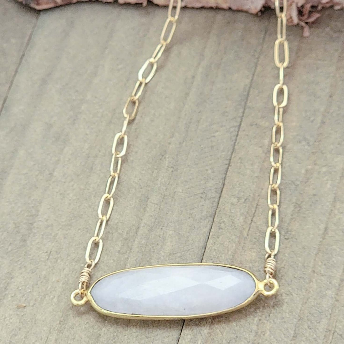 Moonstone Paperclip Chain Necklace, Nicki Lynn Jewelry 