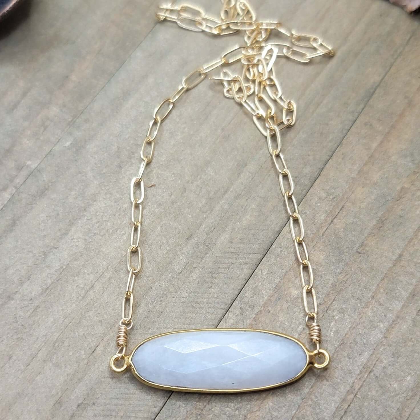 Moonstone Paperclip Chain Necklace, Nicki Lynn Jewelry 