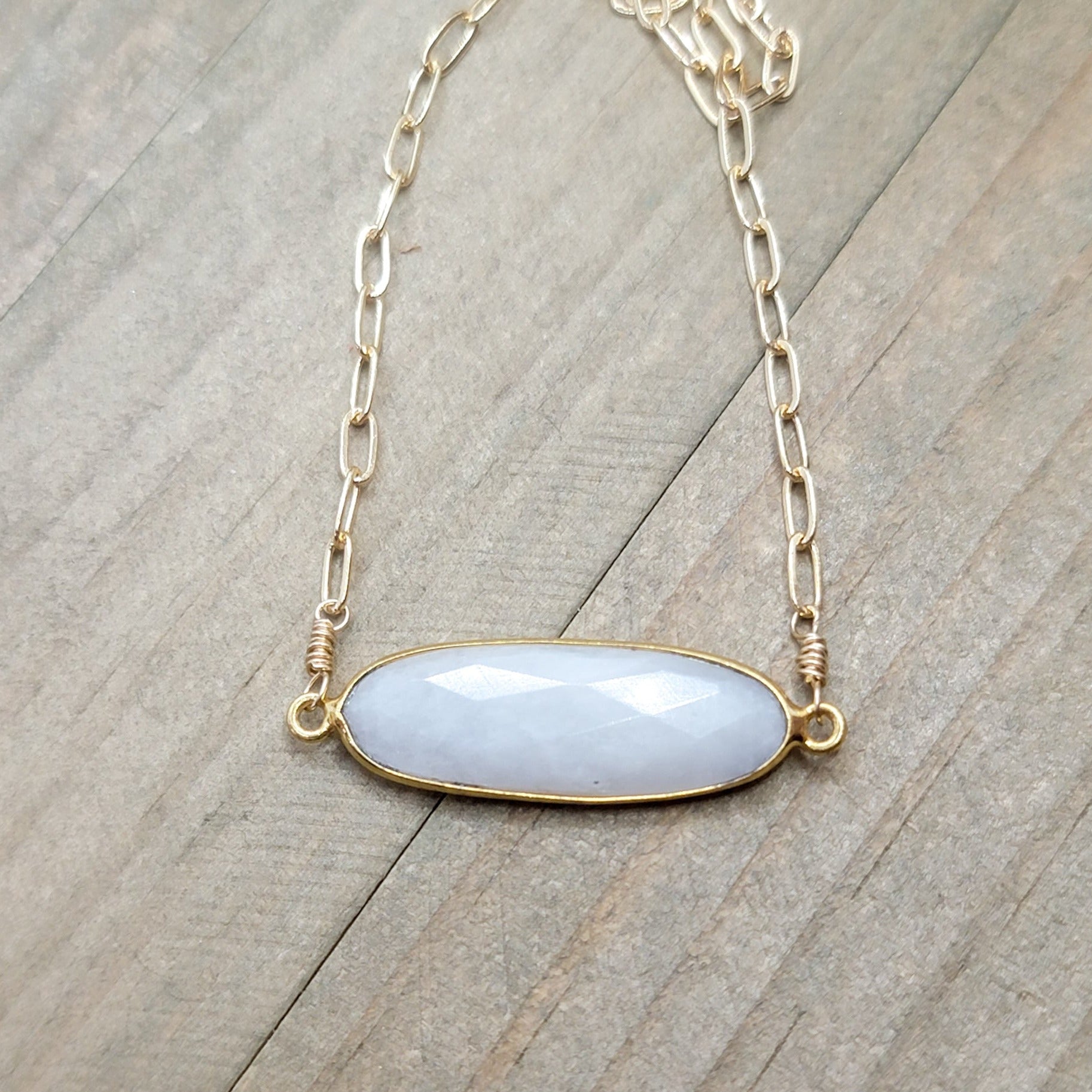 Moonstone Paperclip Chain Necklace, Nicki Lynn Jewelry 