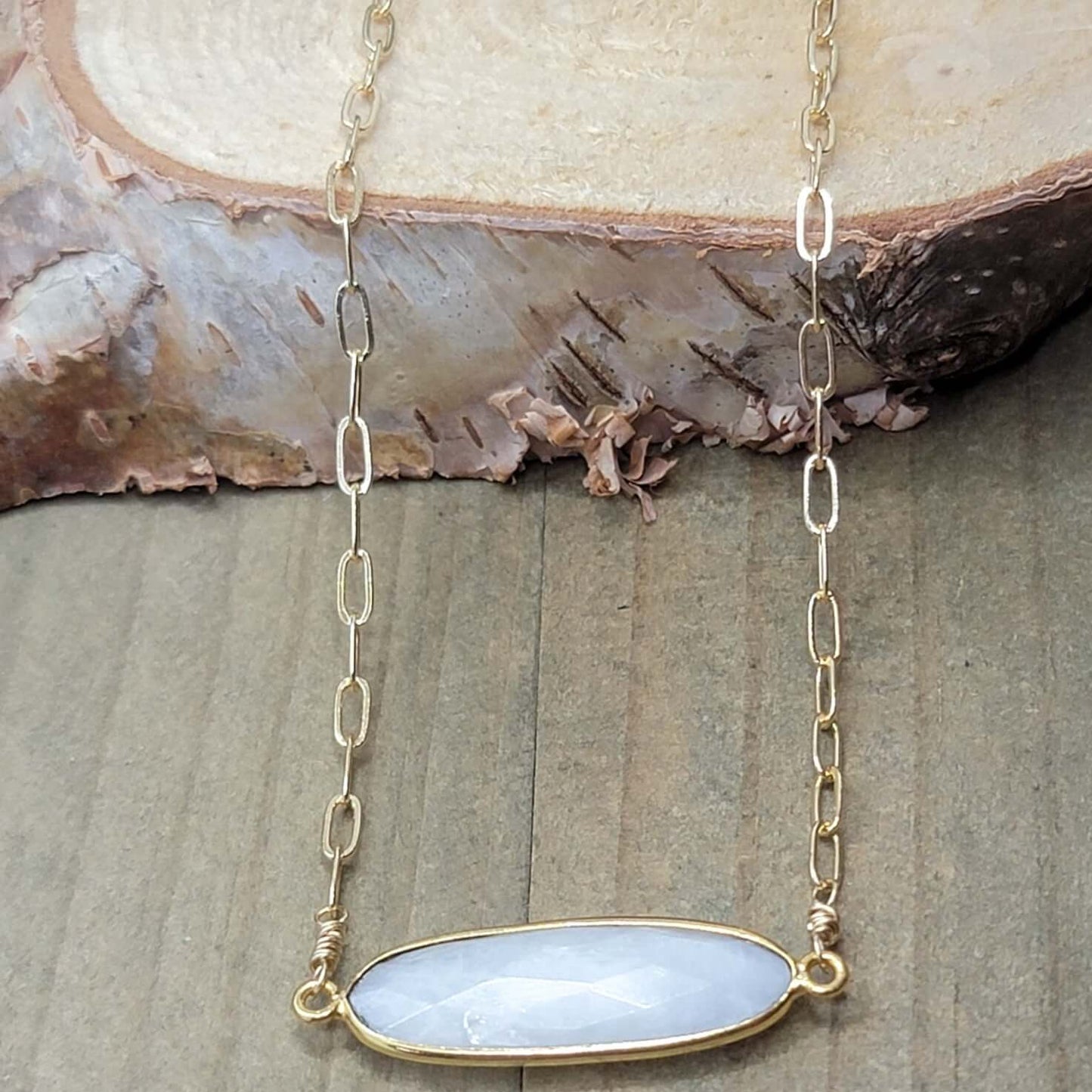 Moonstone Paperclip Chain Necklace, Nicki Lynn Jewelry 