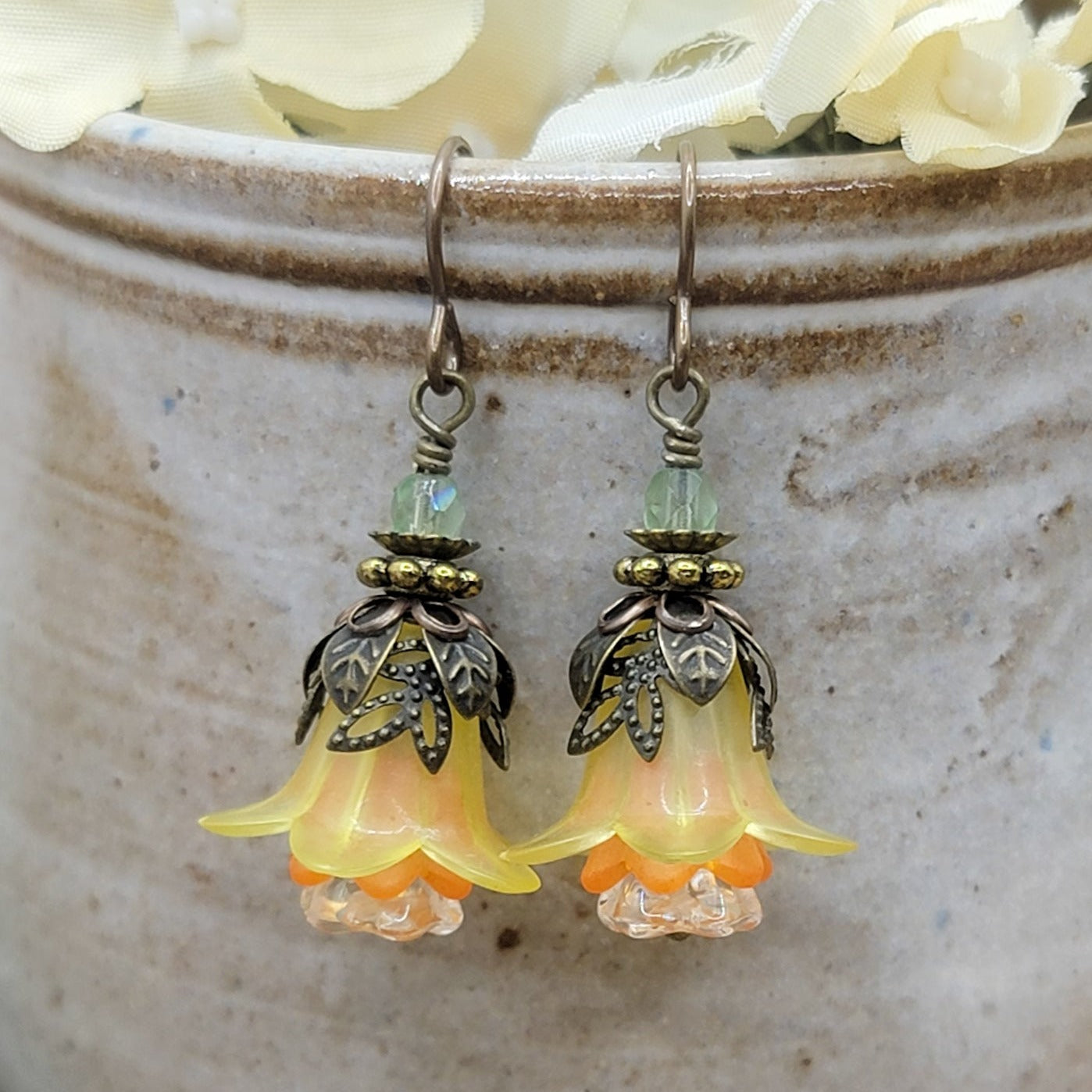 Daffodil Flower Earrings, Nicki Lynn Jewelry 
