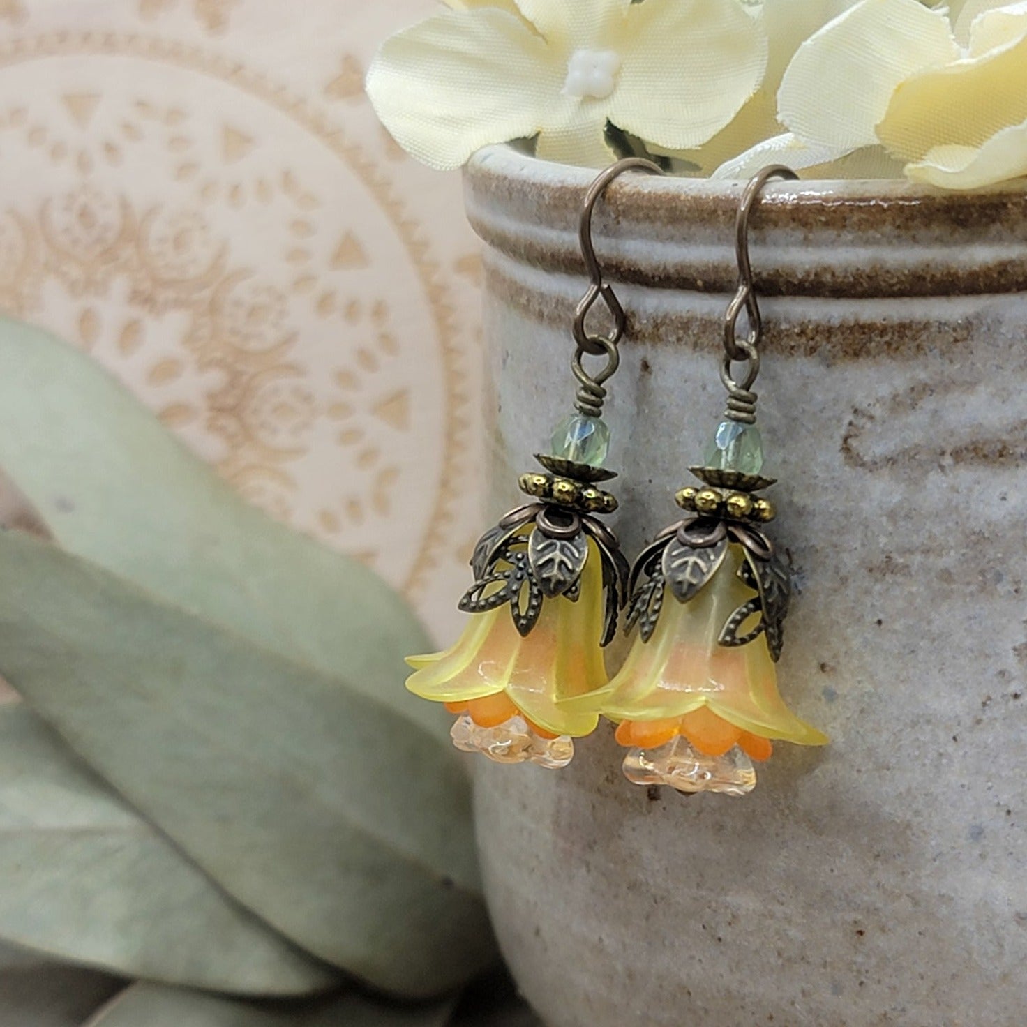 Daffodil Flower Earrings, Nicki Lynn Jewelry 