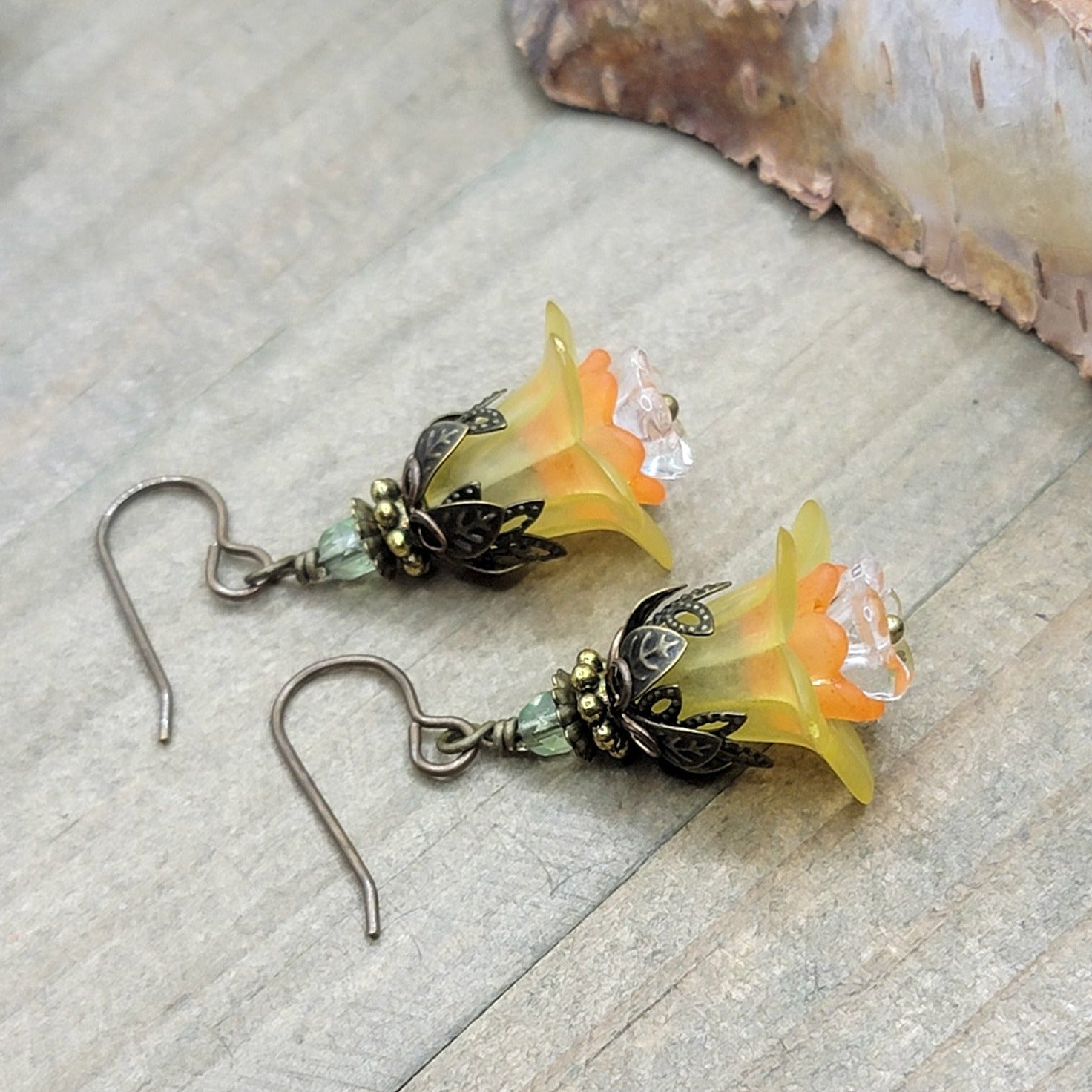 Daffodil Flower Earrings, Nicki Lynn Jewelry 