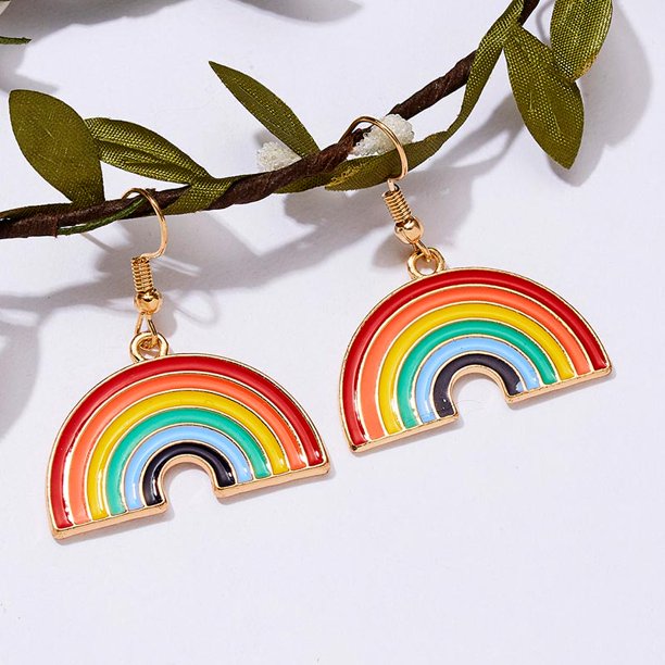 Retro Enamel Rainbow Earrings - Nicki Lynn Jewelry