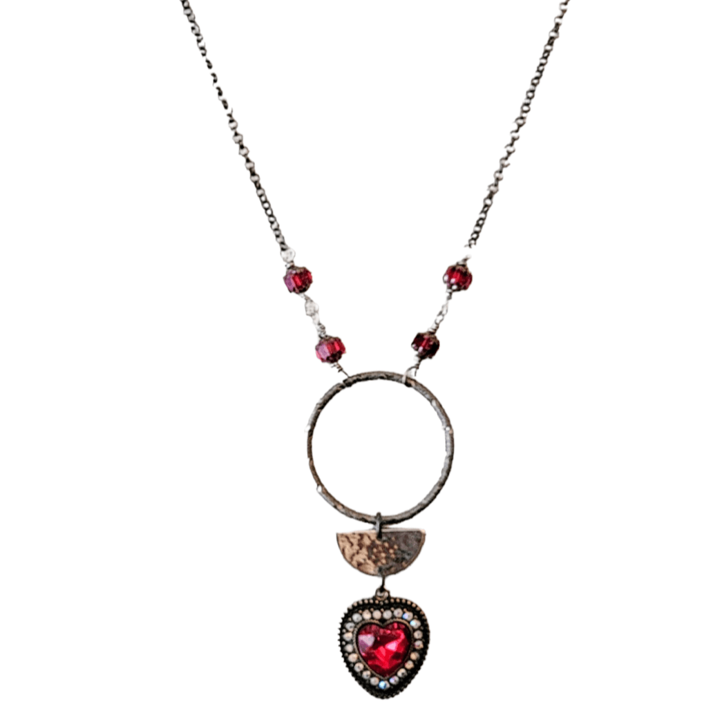 Red Crystal Heart Necklace, Nicki Lynn Jewelry 