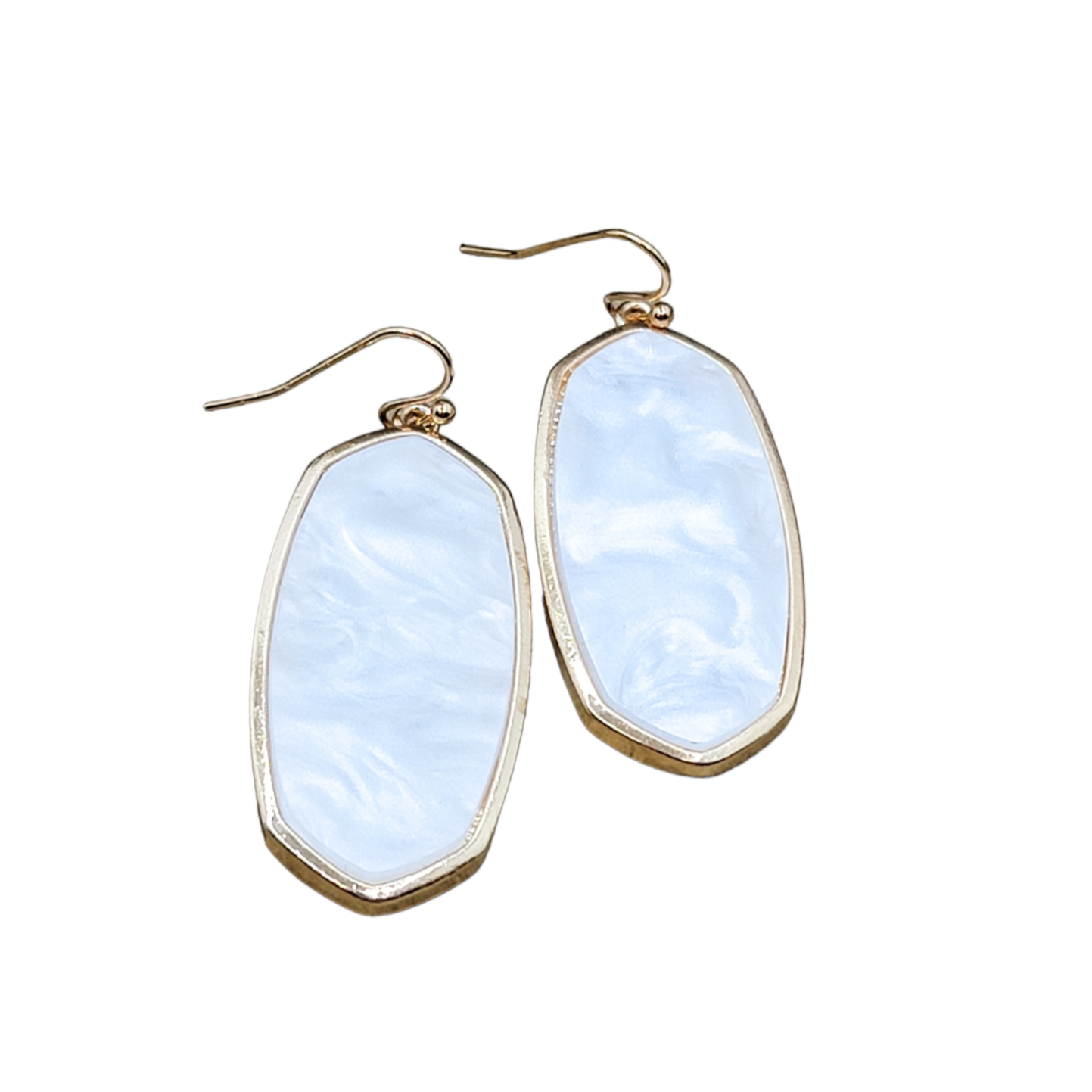 Pearl Resin Gold Drop Frame Earrings, Nicki Lynn Jewelry 