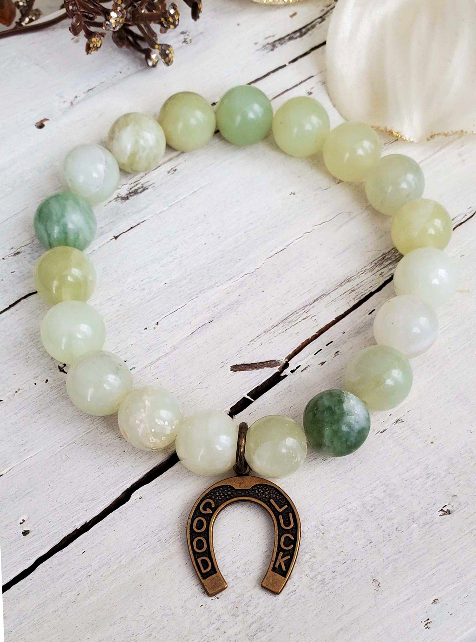 Chunky Green Quartzite Good Luck Bracelet - Nicki Lynn Jewelry