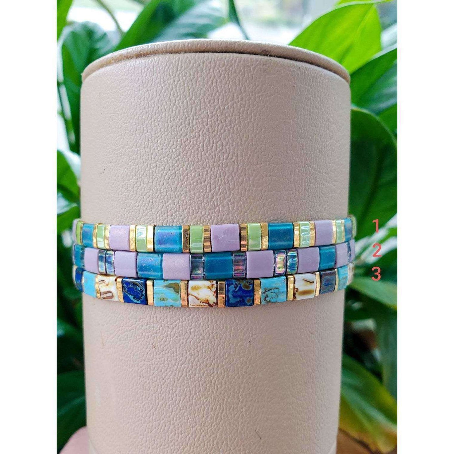 Colorful Glass Tile Beaded Bracelet-Tila - Nicki Lynn Jewelry