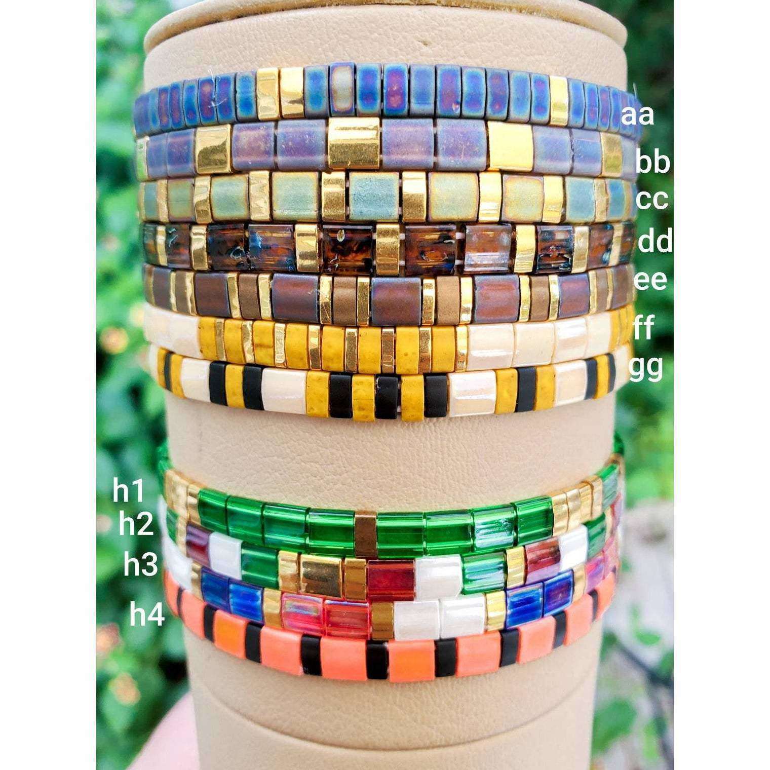 Colorful Glass Tile Beaded Bracelet-Tila - Nicki Lynn Jewelry