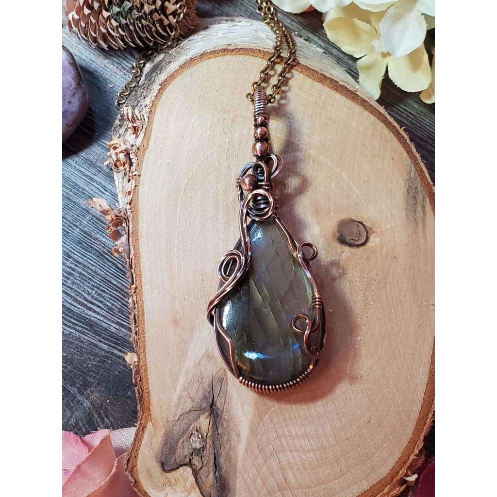 Copper Wire Wrapped Labradorite Pendant - Nicki Lynn Jewelry