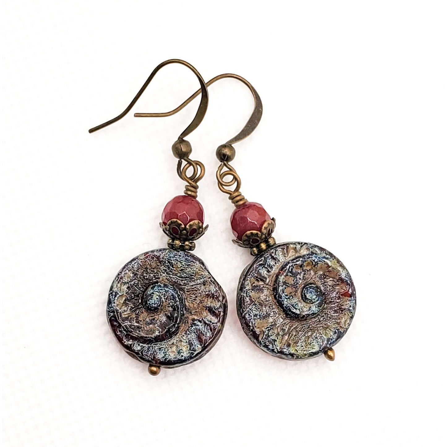 Czech Glass Round Spiral Earrings - Nicki Lynn Jewelry