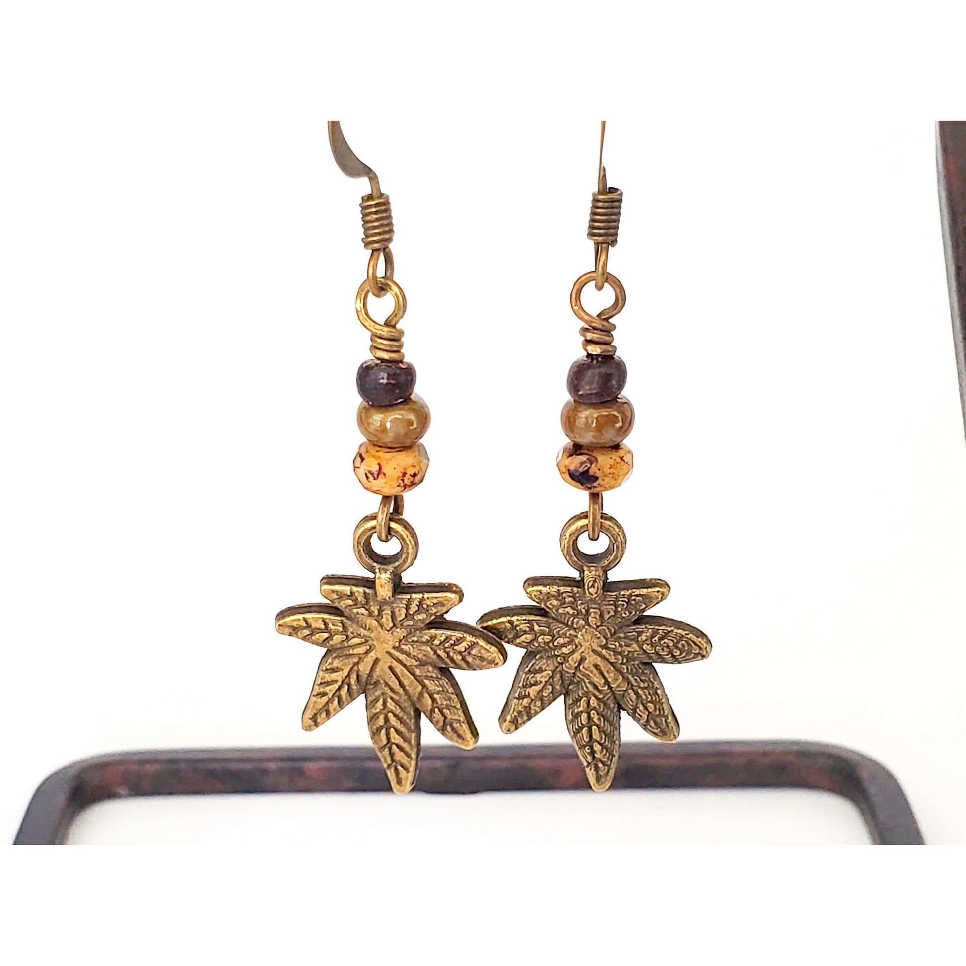 Earthy Hemp Leaf Earrings - Nicki Lynn Jewelry