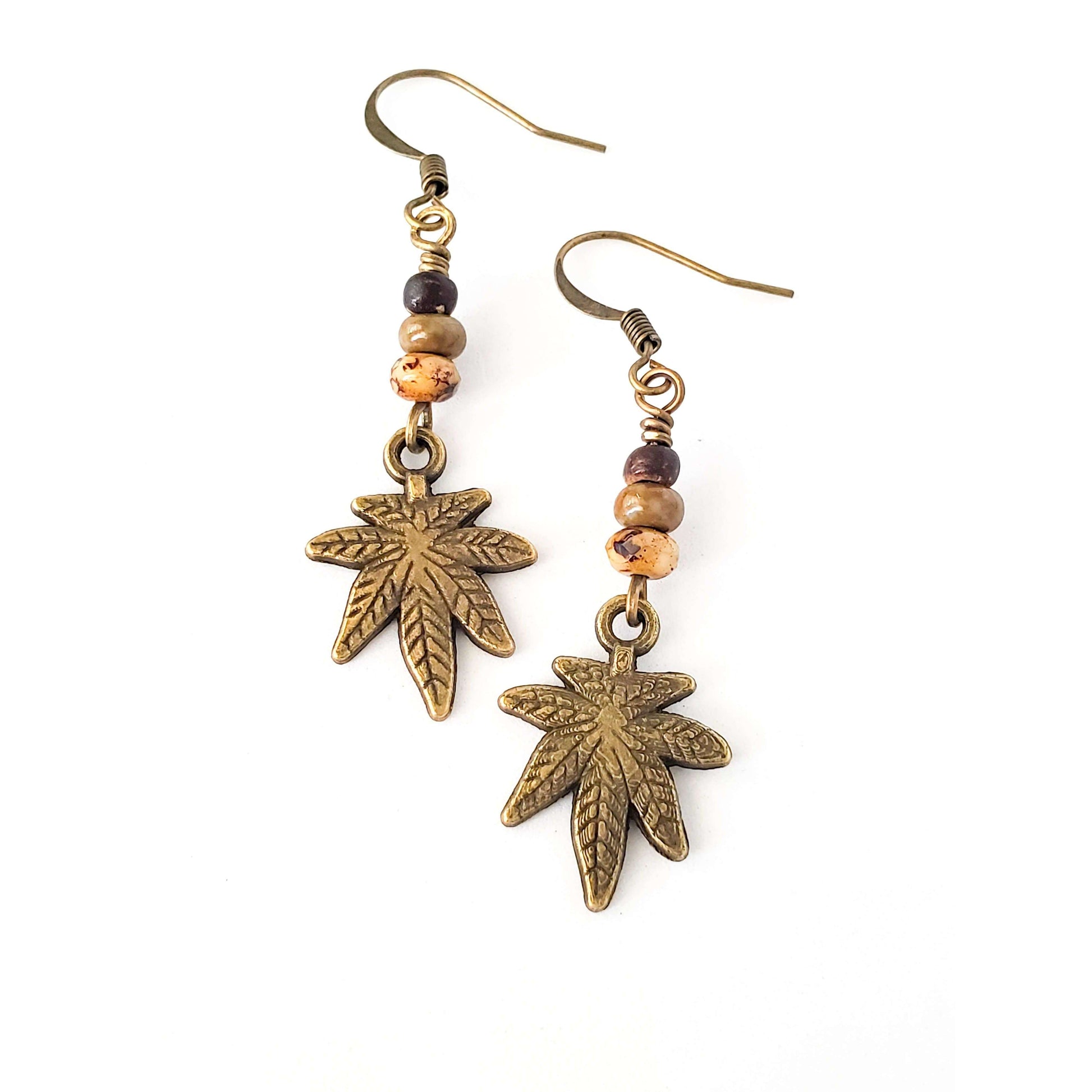 Earthy Hemp Leaf Earrings - Nicki Lynn Jewelry