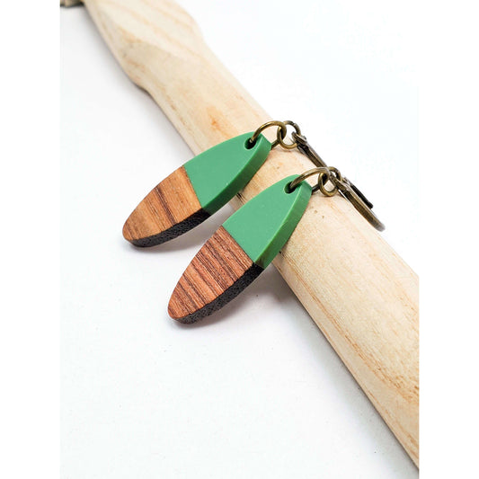 Forest Green Resin and Wood Earrings - Nicki Lynn Jewelry