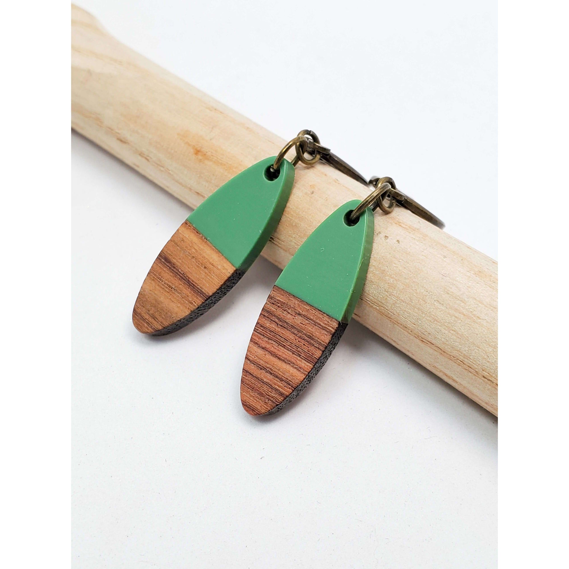 Forest Green Resin and Wood Earrings - Nicki Lynn Jewelry