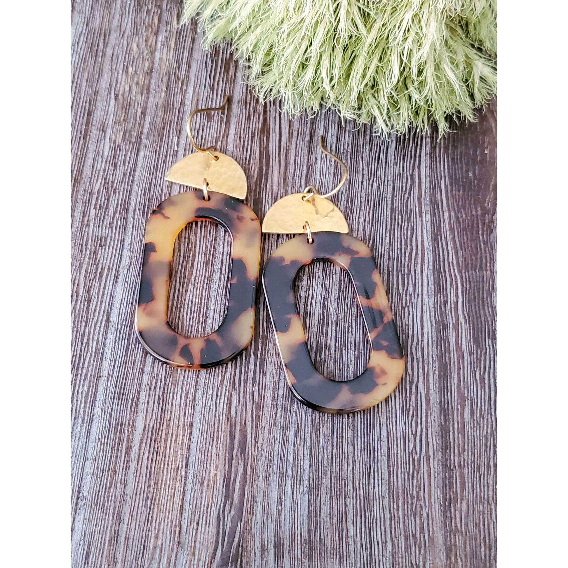Brass and Acrylic Oblong Earrings - Nicki Lynn Jewelry