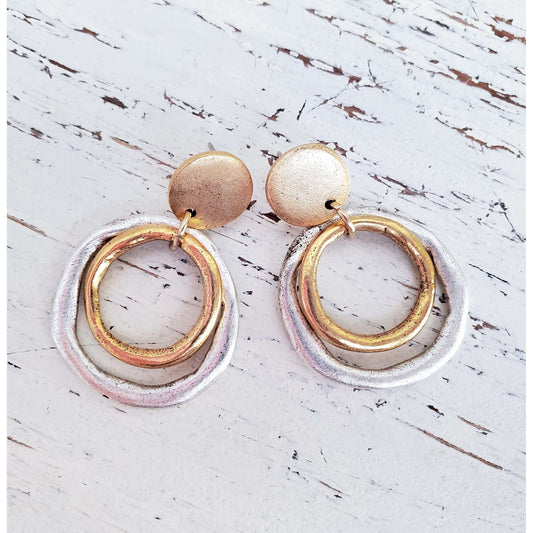 Gold and Silver Duet Hoop Earrings - Nicki Lynn Jewelry