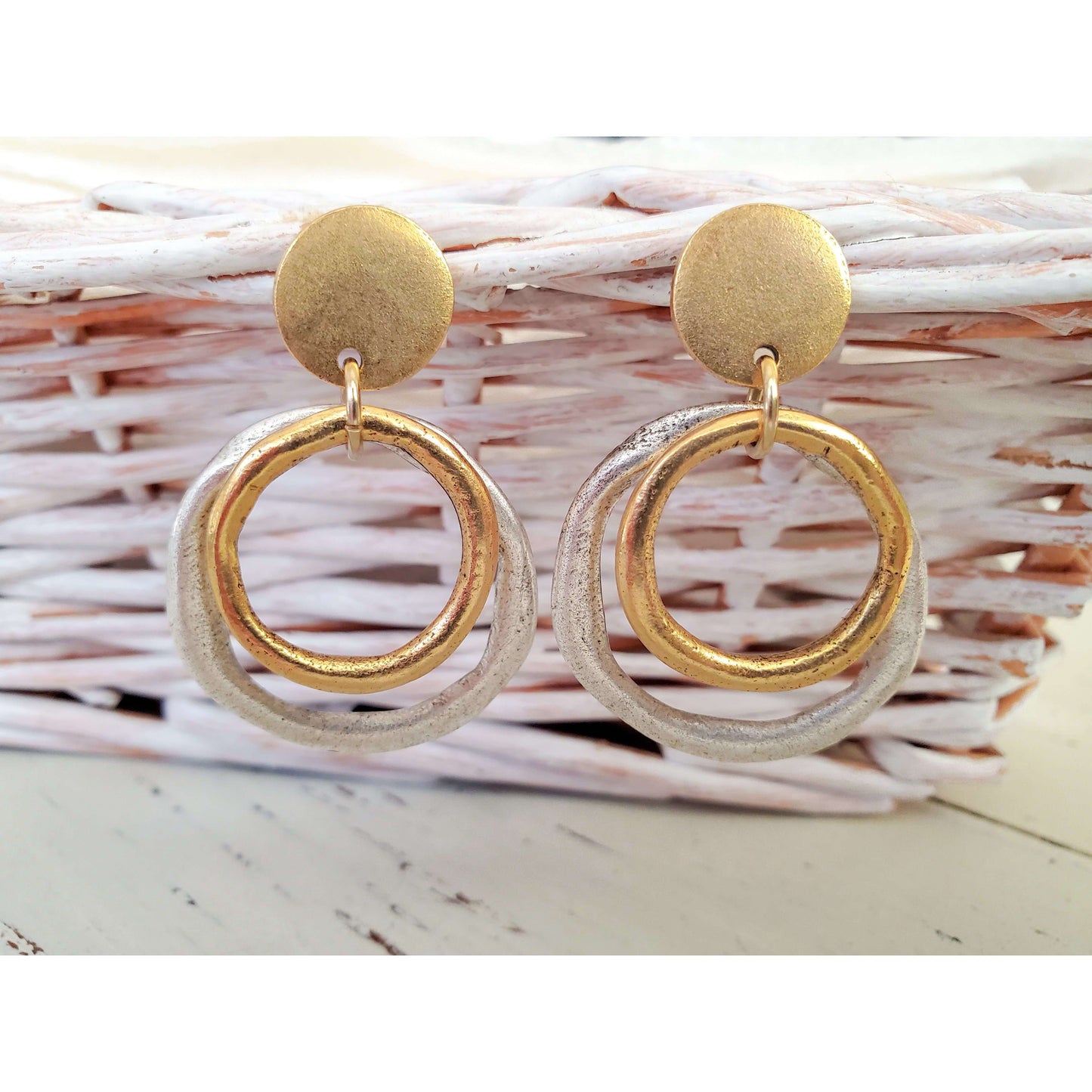 Gold and Silver Duet Hoop Earrings - Nicki Lynn Jewelry