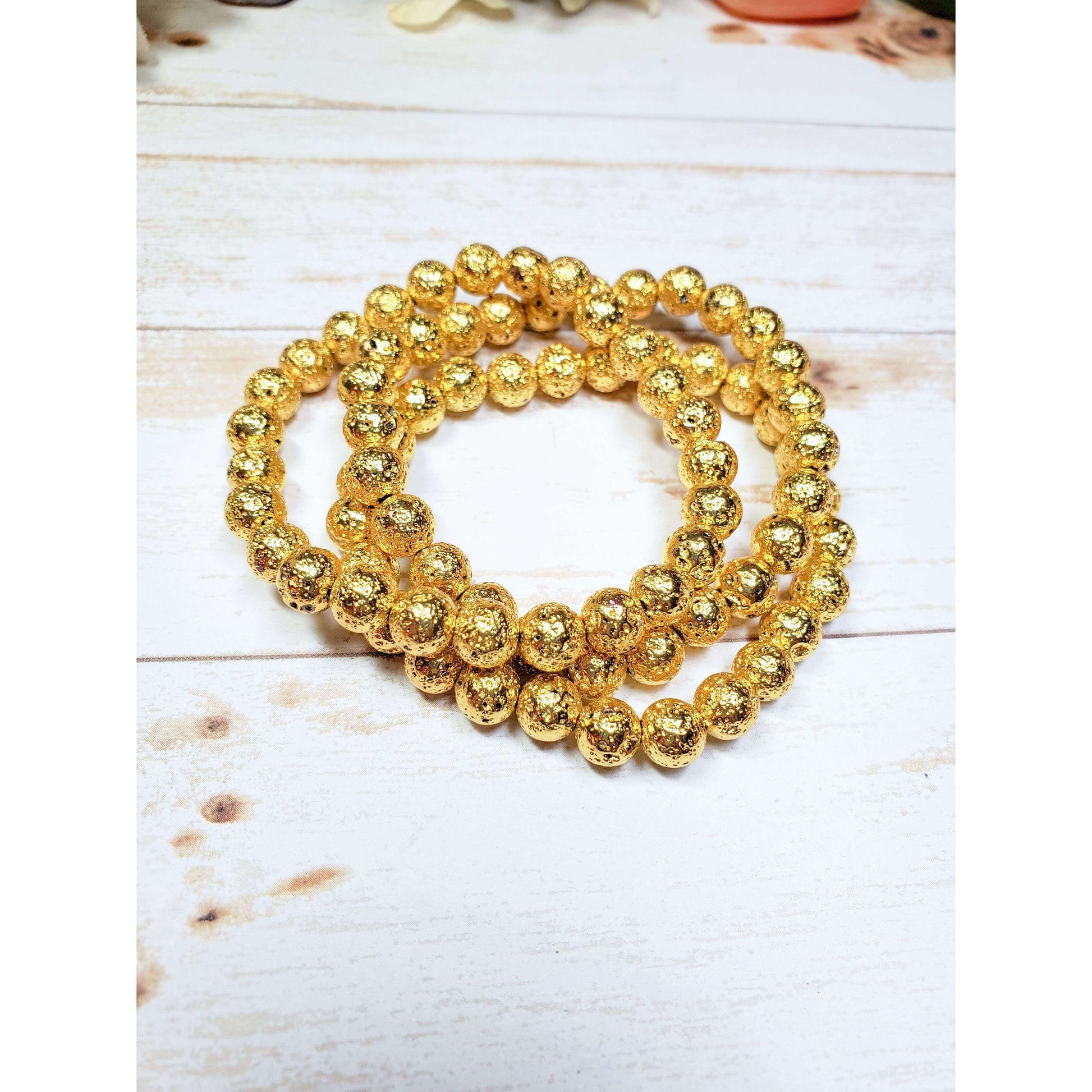 Gold Lava Stone Bracelet Set - Nicki Lynn Jewelry