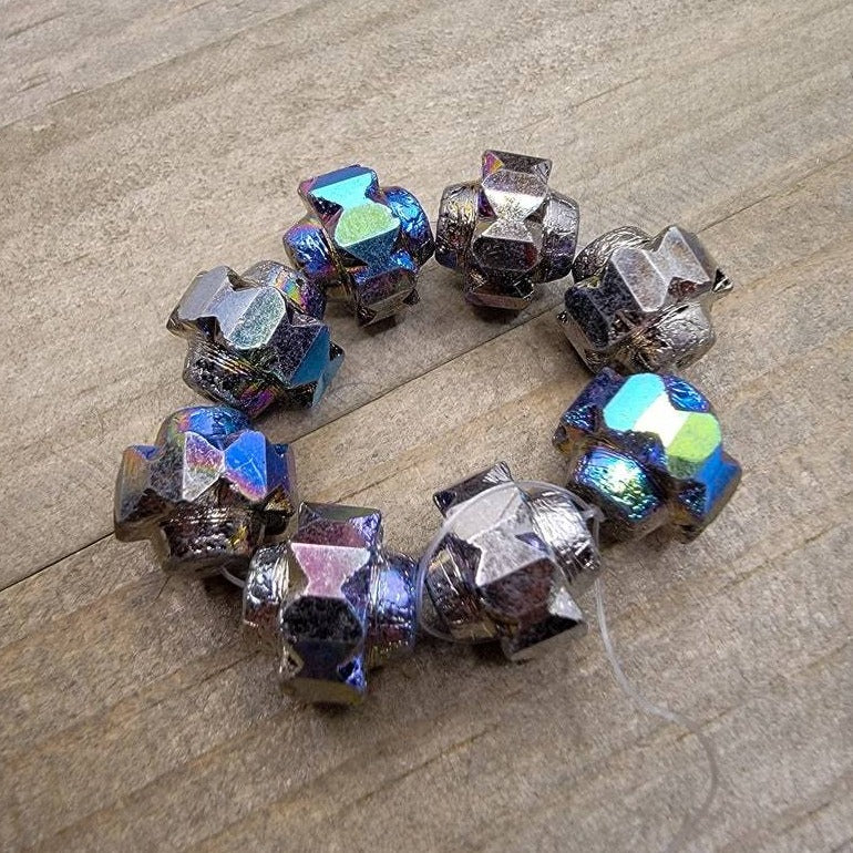 Czech Glass Beads, Crown Beads, Chunky Luxe Beads, 13x15mm - 4 Beads - Nicki Lynn Jewelry