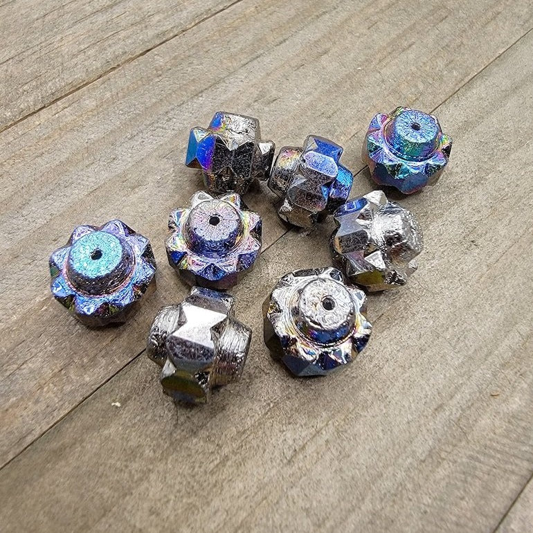 Czech Glass Beads, Crown Beads, Chunky Luxe Beads, 13x15mm - 4 Beads - Nicki Lynn Jewelry