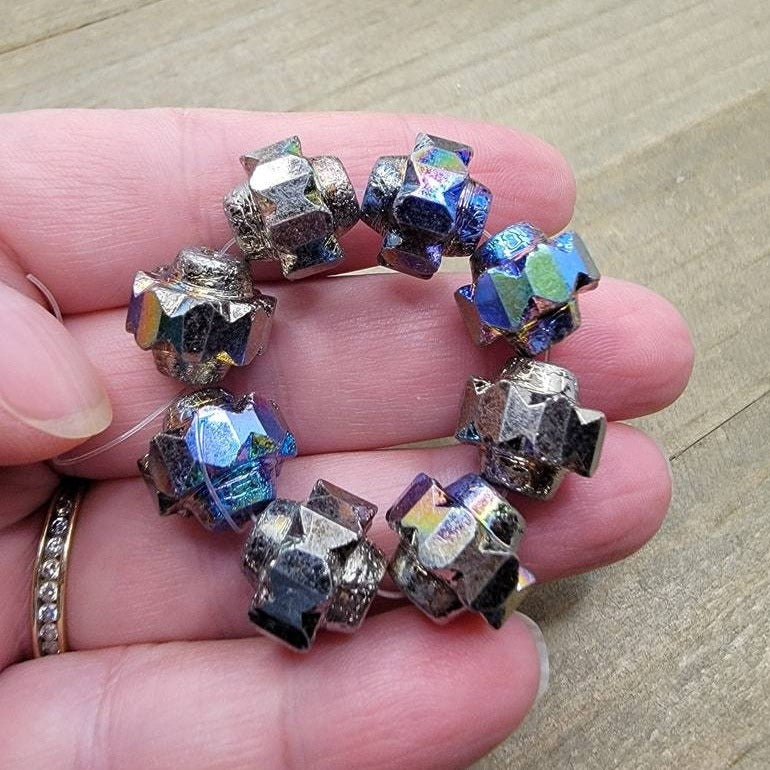 Czech Glass Beads, Crown Beads, Chunky Luxe Beads, 13x15mm - 4 Beads - Nicki Lynn Jewelry