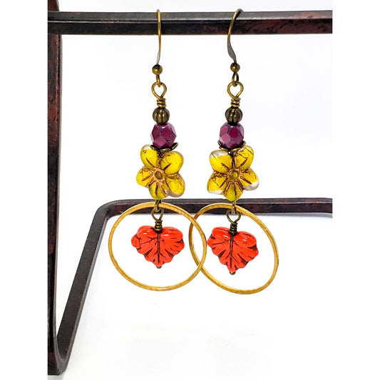 Long Colorful Bohemian Leaf Earrings - Nicki Lynn Jewelry