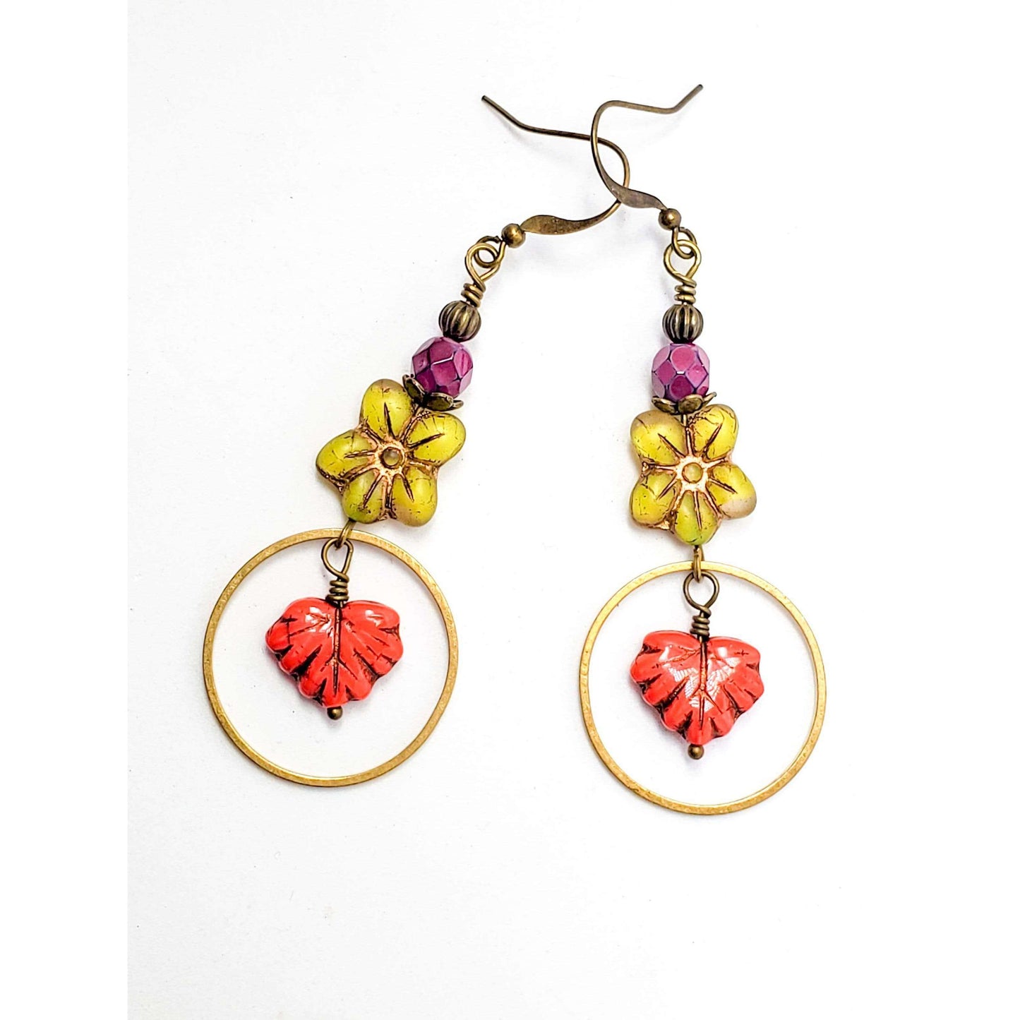 Long Colorful Bohemian Leaf Earrings - Nicki Lynn Jewelry