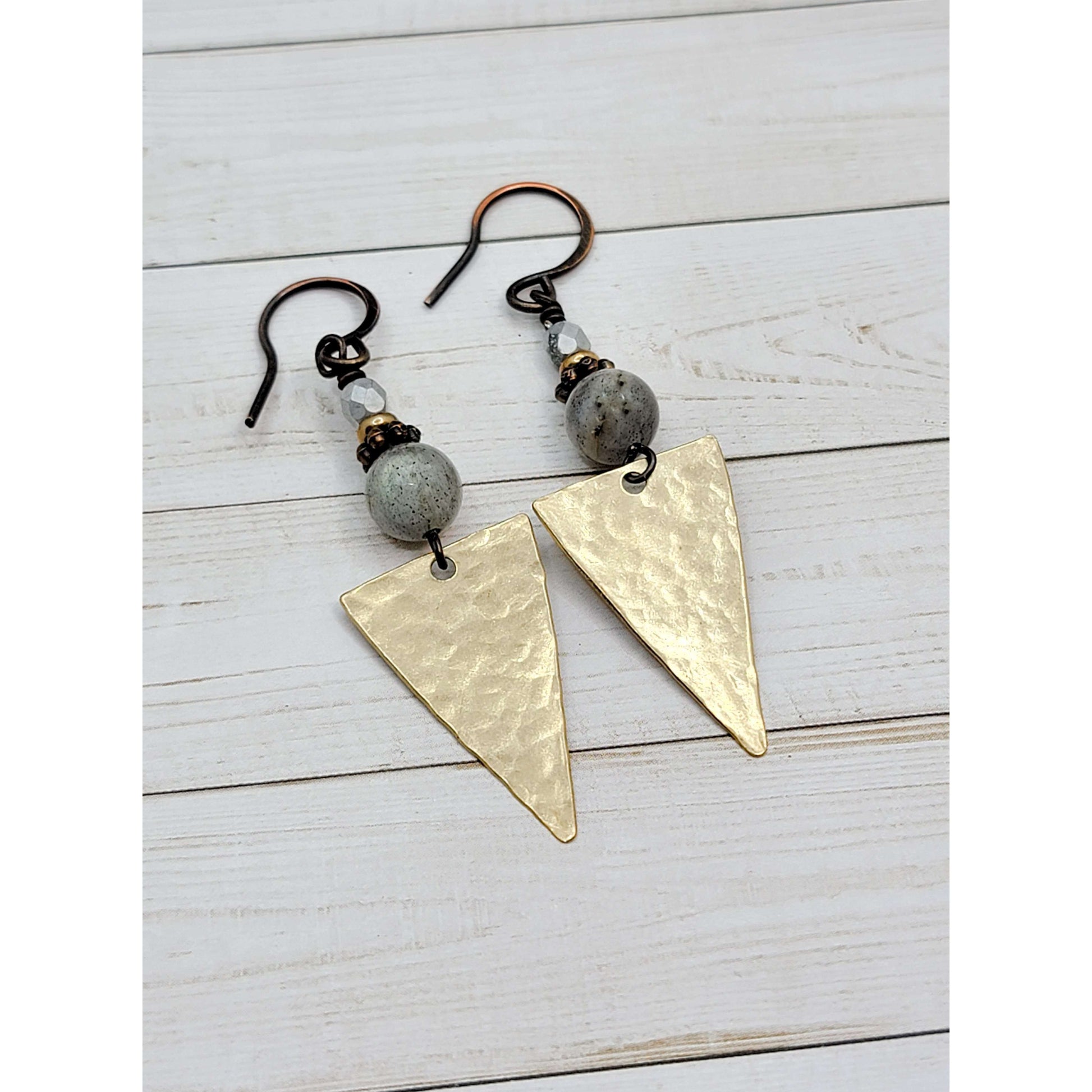 Mixed Metal Labradorite Earrings - Nicki Lynn Jewelry