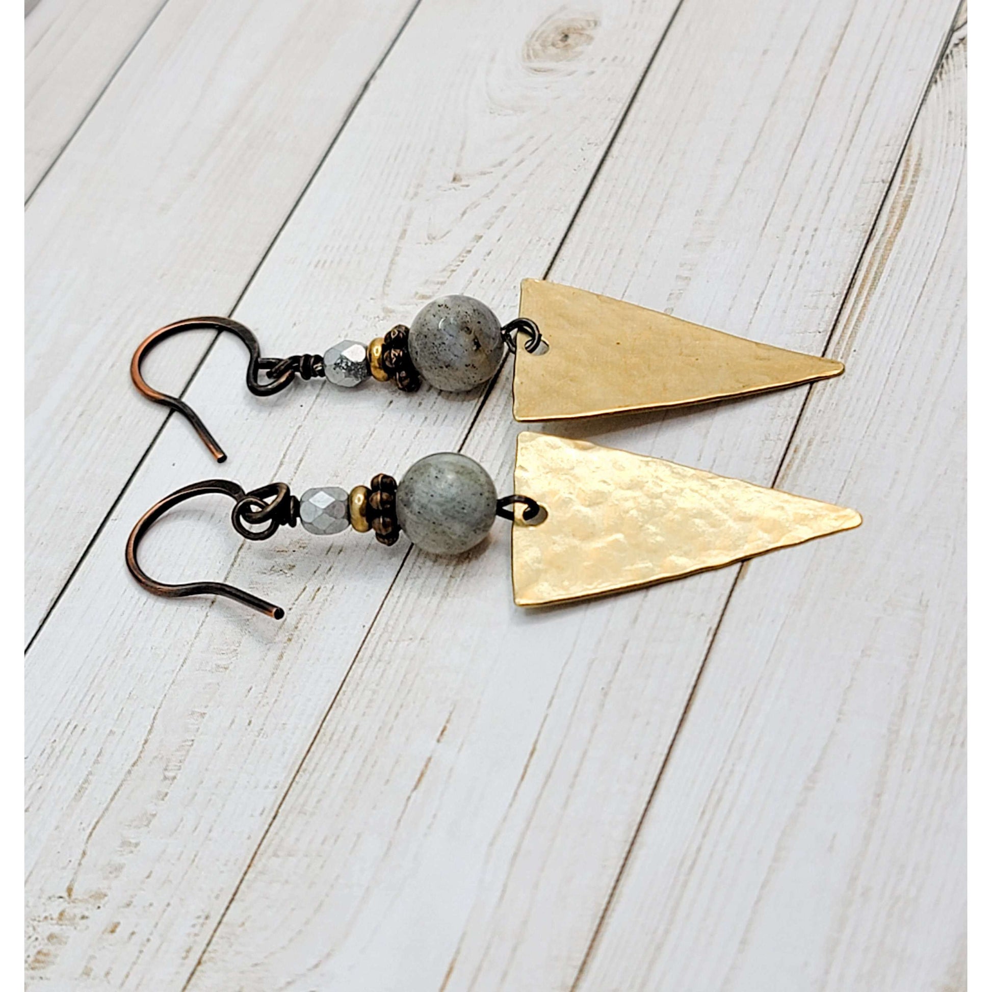 Mixed Metal Labradorite Earrings - Nicki Lynn Jewelry