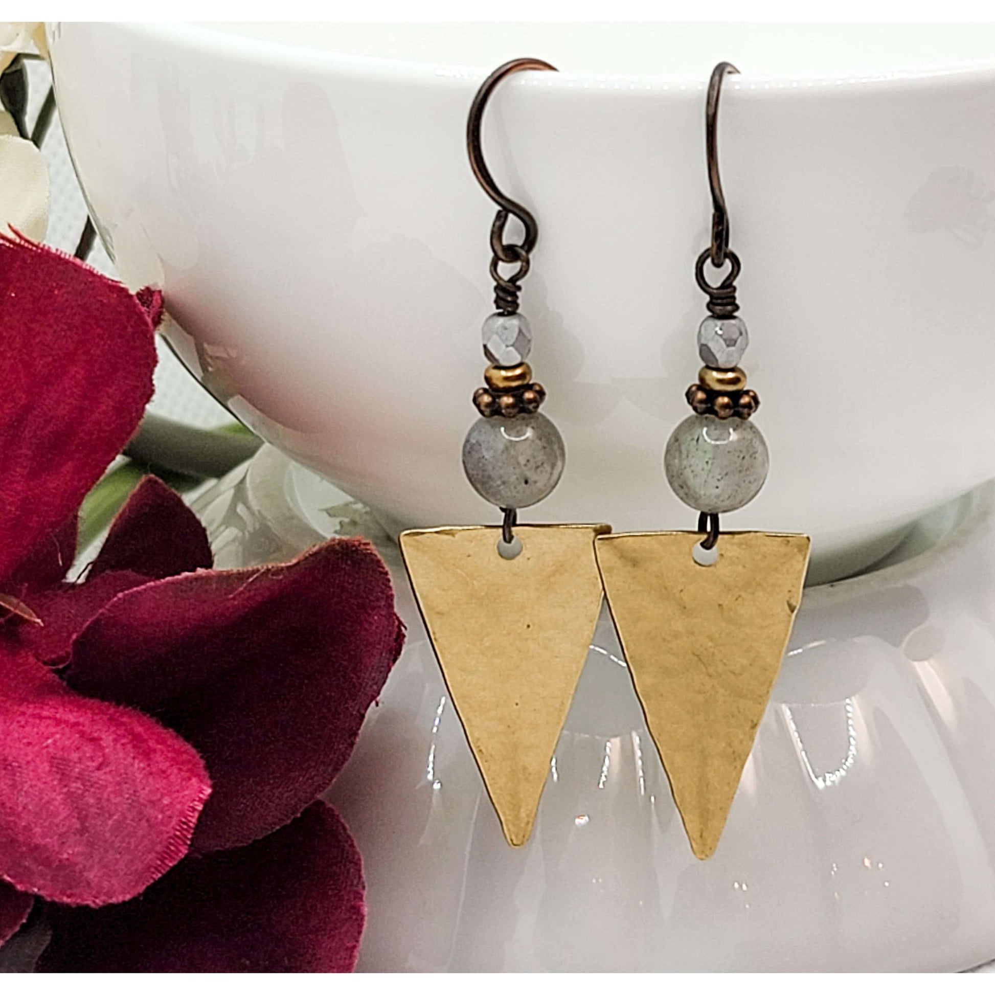 Mixed Metal Labradorite Earrings - Nicki Lynn Jewelry