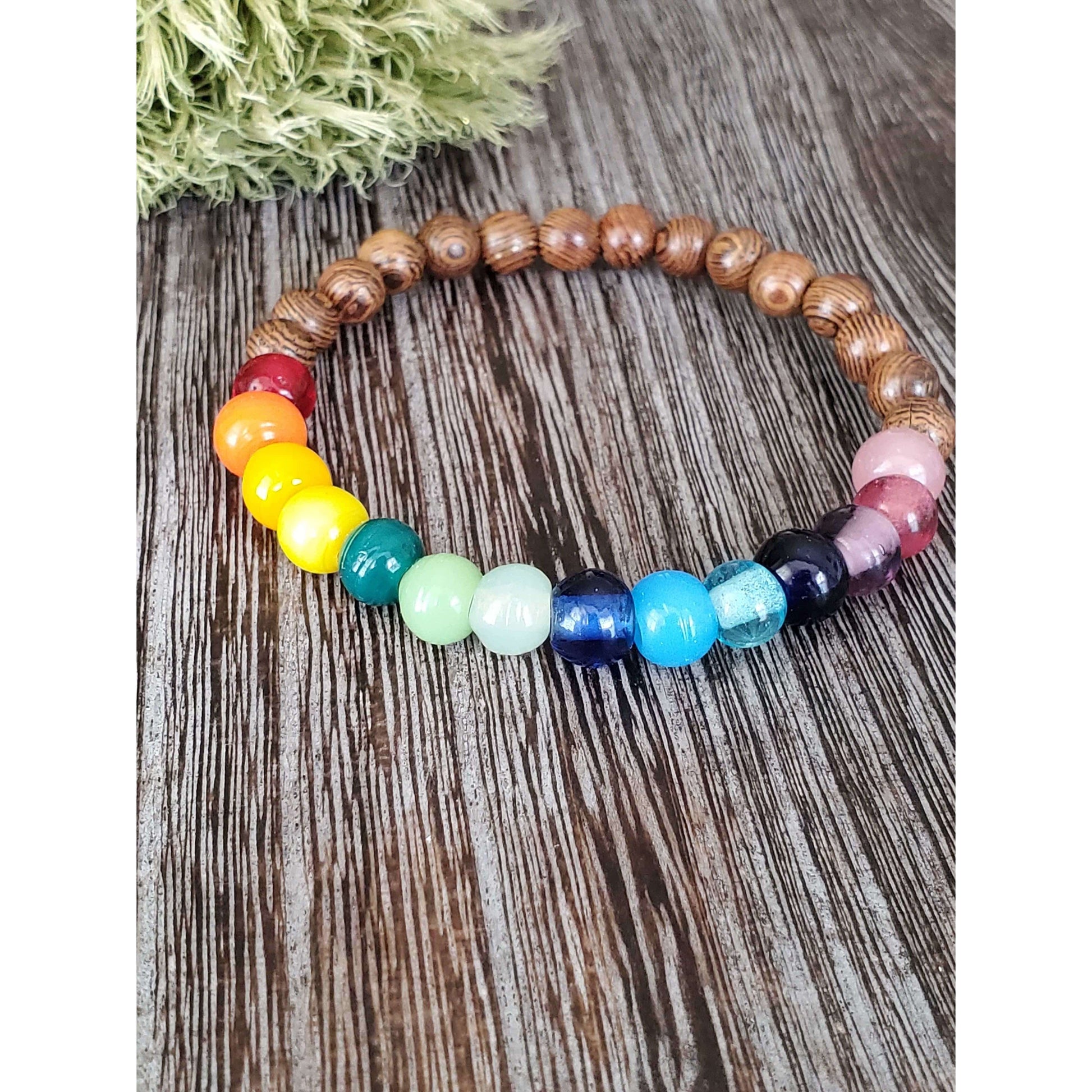 Rose Wood and Glass Beaded Bracelet - Nicki Lynn Jewelry
