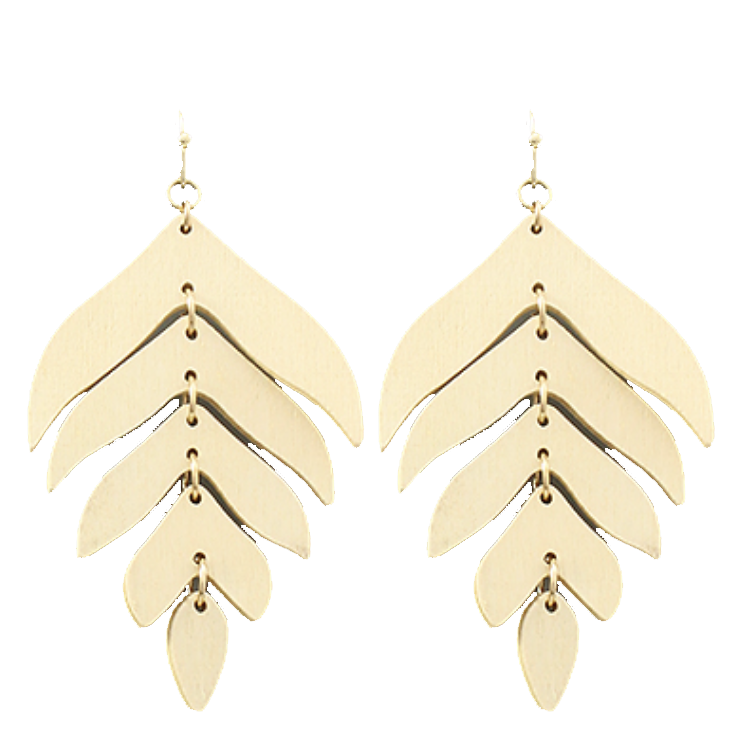 Wood Leaf Earrings- Natural - Nicki Lynn Jewelry